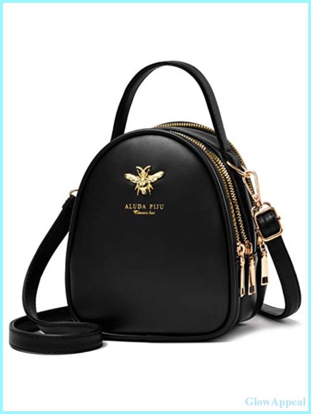 Small Crossbody Bag Faux Leather Shoulder Bag Multi Zipper Pockets Women